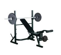 HOMCOM Banco de Pesas con Soporte Barra de Pesas Altura Ajustable Negro | Multifuncional, 3 Niveles, Carga 300 kg, Entrenamiento Fitness de Cuerpo Completo