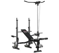 HOMCOM Banco de Pesas Multifuncional Ajustable para Entrenamiento de Cuerpo Entero 180x134x200 cm Plata y Negro Aosom España