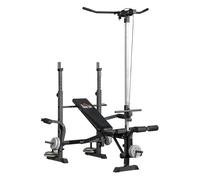 Homcom banco de pesas multifuncional banco de musculación ajustable en 6 posiciones para entrenamiento de cuerpo completo en gimnasio casa carga 300 kg 180x134x200 cm plata y negro