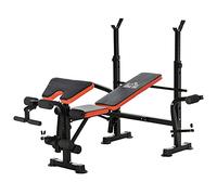 HOMCOM Banco de Pesas Multifuncional con Respaldo Ajustable, Soporte de Barras, Ideal para Entrenamiento de Musculación, Negro Aosom España