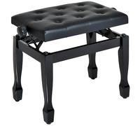 HOMCOM Banco de Piano, Altura Ajustable, Banqueta de Piano con Asiento de Cuero Sintético, Patas de Madera, Carga Máxima 200 kg, 64x35x55 cm, Negro