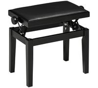 HOMCOM Banco de Piano, Taburete de Piano, Ajustable en Altura, Elegante Cuero de alta calidad, Madera de caucho, negro, 63 x 33 x 56 cm