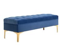 HOMCOM - Banco de terciopelo acolchado para cama (118 x 45 x 42 cm, base de metal dorado), color azul