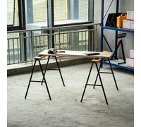 HOMCOM Banco de Trabajo, Caballete, Soporte Plegable, Antideslizante, Acero, Naranja y Negro, 99.5x50x78 cm, Capacidad de Carga 125 kg
