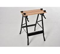 HOMCOM Banco de Trabajo Plegable Portátil con Tableros Ajustables en Ángulo y Distancia Bambú y Acero Carga Máx. 150 kg 63,5x60,5x78 cm Madera Natural y Negro