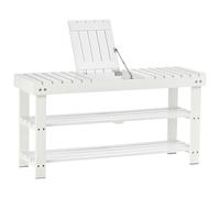 HOMCOM Banco de zapatos de madera de 3 niveles con estante de almacenamiento y compartimento oculto, 90 x 29 x 45 cm, blanco