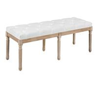 HOMCOM Banco Fondoletto Tapizado Estilo Vintage, Banco para Entrada y Dormitorio con Tapicería de Tela y Patas de Madera de Caucho, 117x40x48 cm, Crema