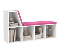 HOMCOM Banco librería 2 en 1 con 5 compartimentos y 2 cojines estantería librería 108 x 30 x 60 cm blanco rosa