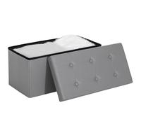 HOMCOM Banco Otomano de Almacenamiento, 89L PU Cuero Plegable Reposapiés Taburete, Banco de Fin de Cama, Fácil Montaje, para Sala de Estar, Dormitorio, Entrada, Gris