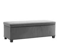HOMCOM Banco otomano de Almacenamiento, reposapiés de Pana con Tapa y Patas extraíbles, Caja de Almacenamiento de 112 cm para Sala de Estar, Dormitorio, Pasillo, Color Gris