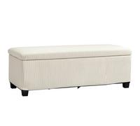 HOMCOM Banco para el Pie de la Cama con Espacio de Almacenamiento de 84 litros en Tela de Terciopelo a Rayas y Acero 112x42x40 cm Aosom España