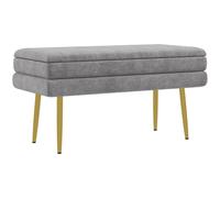 HOMCOM Banco para el Pie de la Cama con Espacio de Almacenamiento de Acero y Poliéster 79,5x37,5x43 cm Gris Aosom España