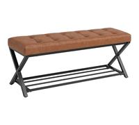 HOMCOM Banco para zapatos, banco de entrada con acolchado de cuero sintético, 112 x 37 x 47 cm, Marrón