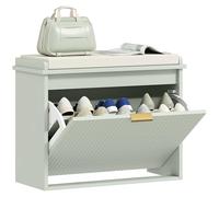 HOMCOM Banco para Zapatos con cojín de Asiento Acolchado y cajón abatible, Zapatero con Capacidad de hasta 120 kg para Pasillo, Entrada y Porche, 62x26x47,5 cm, Verde