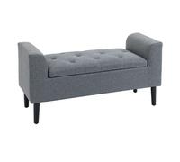 HOMCOM Banco Pie de Cama Acolchado con Espacio de Almacenaje Banqueta Tapa y Patas de Madera para Dormitorio Salón 116x44x58 cm Gris Aosom España