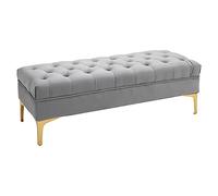 HOMCOM Banco Pie de Cama Acolchado Patas Metálicas 118x45x42 cm Gris