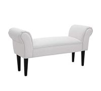 HOMCOM Banco Pie de Cama Taburete Pie de Cama Reposabrazos Blanco