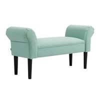 HOMCOM Banco Pie de Cama Taburete Pie de Cama Reposabrazos Verde Claro