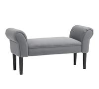 HOMCOM Banco Pie de Cama, Taburete Pie de Cama Tapizado en Lino Sintético con Patas de Madera, Reposabrazos y Asiento Acolchado, Estilo Moderno, Banco para Dormitorio, Entrada, Pasillo, Gris Oscuro