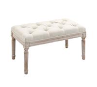 HOMCOM Taburete para Pie de Cama Tapizado en Tela con Patas de Madera Banqueta de Estilo Vintage 80x40x43 cm Beige Aosom España