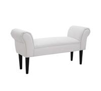 HOMCOM Taburete Pie de Cama Banqueta con Brazos Tapizada Banco de Dormitorio Blanco