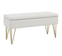 HOMCOM Banco Pie de Cama Tapizado con Patas de Acero Moderno Crema