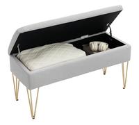 HOMCOM Banco Pie de Cama Tapizado con Patas de Acero Moderno Gris Claro