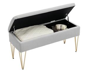 HOMCOM Banco Pie de Cama Tapizado con Patas de Acero Moderno Gris Claro