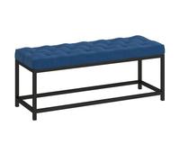 HOMCOM Banco Pie de Cama, Tapizado en Terciopelo, Banqueta para Dormitorio, Diseño Capitoné, Base de Metal, Banco para Dormitorio, Entrada, Salón, Recibidor, Azul Oscuro