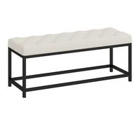 HOMCOM Banco Pie de Cama Tapizado en Terciopelo Diseño Capitoné Base de Metal para Dormitorio Entrada Salón Crema