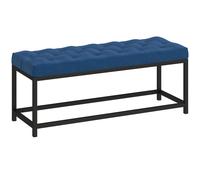 HOMCOM Banco Pie de Cama Tapizado en Terciopelo Diseño Capitoné Base de Metal para Dormitorio Entrada Salón Azul Oscuro