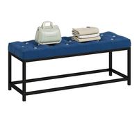 HOMCOM Banco Pie de Cama Tapizado Terciopelo Diseño Capitoné Azul Oscuro
