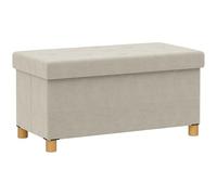 HOMCOM Banco Plegable de Almacenaje 67L, Banco Plegable con Tapa Acolchada y Funda de Terciopelo, 76x38x38cm, Blanco Crema