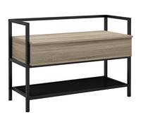 HOMCOM Banco Zapatero con Tapa Abatible Mueble Zapatero con Banco con Compartimento Oculto y Estante Inferior de Rejilla para 4 Pares de Zapatos para Pasillo Salón 84x39,5x61 cm Roble