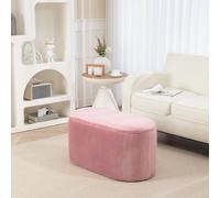 HOMCOM Banco tapizado con cajón de almacenamiento, banco para sala de estar, estilo francés, terciopelo, elegante, rosa, 81x40x41cm