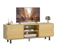 HOMCOM Banco TV 160cm para TV 65", metal, madera natural