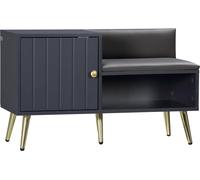 HOMCOM Banco Zapatero con Asiento Cojín y Estante Abierto para 4 Pares de Zapatos, Mueble para Entrada Recibidor Salón Pasillo, 80x33x49 cm, Gris