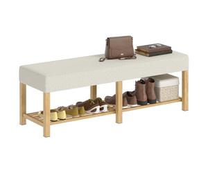 HOMCOM Banco Zapatero Banco Recibidor 140x44x48 cm Crema y Madera Natural