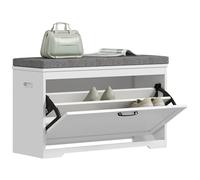 HOMCOM Banco Zapatero, Banco Recibidor Moderno, con Asiento Acolchado, Estante Ajustable, para 8 Pares de Zapatos, para Entrada, Pasillo, Dormitorio, 80x30x50 cm, Blanco