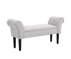 HOMCOM Banco Zapatero Banqueta con Brazos Tapizada Tipo Banco de Madera para Dormitorio Salón Recibidor 102x36x51cm Carga 130kg