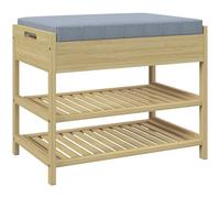 HOMCOM Banco zapatero con 2 estantes, banco con cajón, zapatero, banco perchero para 4 pares de zapatos, para vestíbulo, pasillo, bambú, natural, 55 x 35 x 46 cm