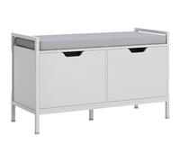 HOMCOM Banco Zapatero con Asiento Cojín Extraíble 84x35x50 cm Blanco | Mueble Zapatero, para 4 Pares de Zapatos, para Entrada Recibidor Salón Pasillo