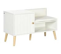 HOMCOM Banco Zapatero con Asiento Cojín y Estante Abierto para 4 Pares de Zapatos, Mueble para Entrada Recibidor Salón Pasillo 80x33x49 cm Blanco