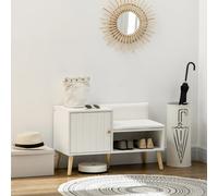HOMCOM Banco Zapatero con Asiento Cojín y Estante 80x33x49 cm Blanco | Mueble Zapatero, Estante Abierto, para 4 Pares de Zapatos, para Entrada Recibidor Salón Pasillo