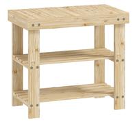 HOMCOM Banco Zapatero de Bambú de 3 Niveles para 4 Pares Zapatos 50x28x45 cm Natural