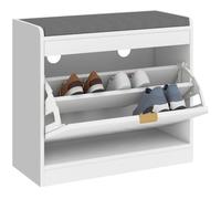 HOMCOM Banco Zapatero Estrecho 1 cajón abatible, 5 Pares, Blanco | 4 ventilaciones, entrada, pasillo, cojín