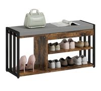 HOMCOM Banco zapatero, moderno banco zapatero con cojín y estantes, para entrada, pasillo, marrón rústico