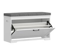 HOMCOM Banco Zapatero Moderno con Asiento Acolchado Estante Ajustable para 8 Pares de Zapatos para Entrada 80x30x50 cm Blanco Aosom España