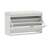 HOMCOM Banco Zapatero Mueble Zapatero Estrecho Banco Recibidor con Asiento Acolchado Cajón Abatible y Panel de Tablillas para 8 Pares de Zapatos para Entrada Dormitorio 80x26x47,5 cm Blanco