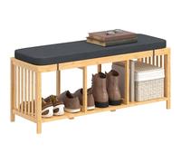 HOMCOM Banco Zapatos Asiento Espacio 102x33x45cm Madera Natural